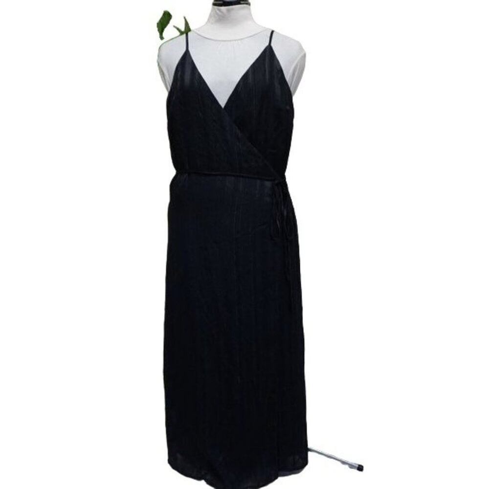 J.O.A. Sexy Black Wrap Dress NWOT XS black Silver